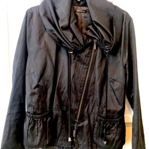 Moto Style Cropped Jacket - Black - Cotton